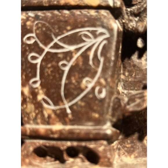 Handcarved Soapstone  Flower Pot & Peacock Reddish Brown Bookend MCM - Picture 14 of 15